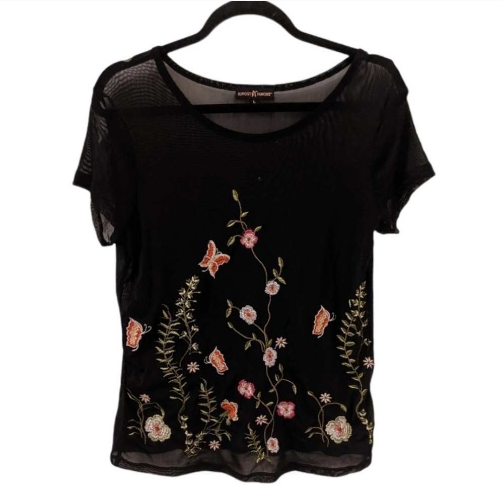 Almost Famous mess embroidered floral shirt